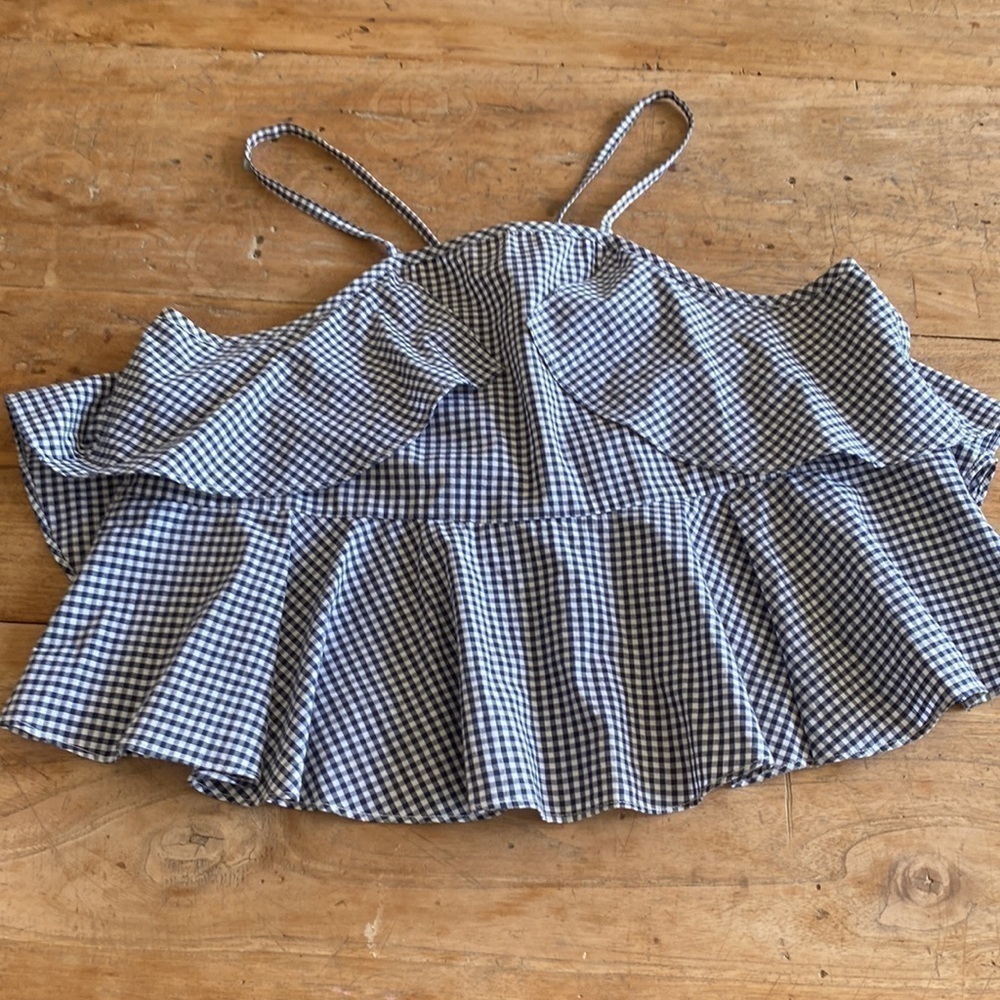 L’Academie Lucie Noir Gingham Top Size Large Western Chic Country Cowgirl - Picture 4 of 8